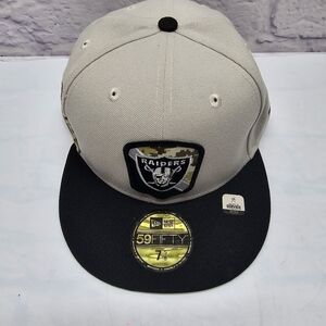 Las Vegas Raiders Hat Cap 59FIFTY 7 5/8 New Era Salute to Service Fitted NFL